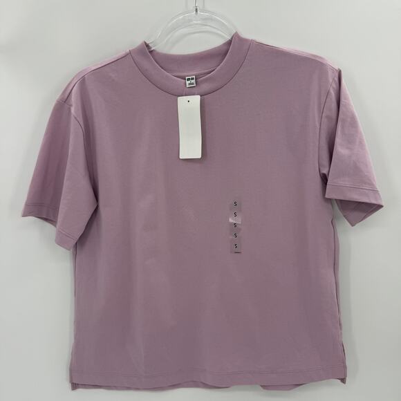 New UNIQLO Womens Smooth CottonBlend T- Shirt Size S Oversized Short Sleeve - Picture 1 of 6